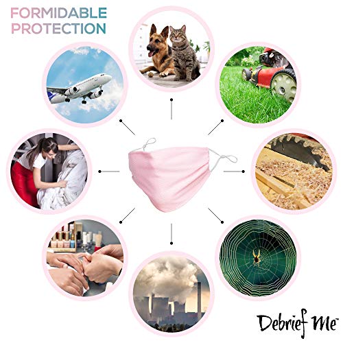 THE EVERYDAY FACE MASK by Debrief Me - Latest Cutting-EdgeReusable, Portable, Foldable, Lightweight 100% Cotton Dust Mask for Sensitive Skin Gardening Mowing Nail Tech Cleaning Saw Dust(Light Pink)