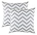 TreeWool (Pack of 2 Decorative Throw Pillow Covers Chevron Accent in 100% Cotton Canvas for Sofa, Couch, Bedroom, Home Decor (18 x 18 Inches, Silver Gray)