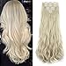 FIRSTLIKE Grade 7A 160g 23-24 inch Real Thick Double Weft Full Head Clip in Hair Extensions, Bleach Blonde, 24