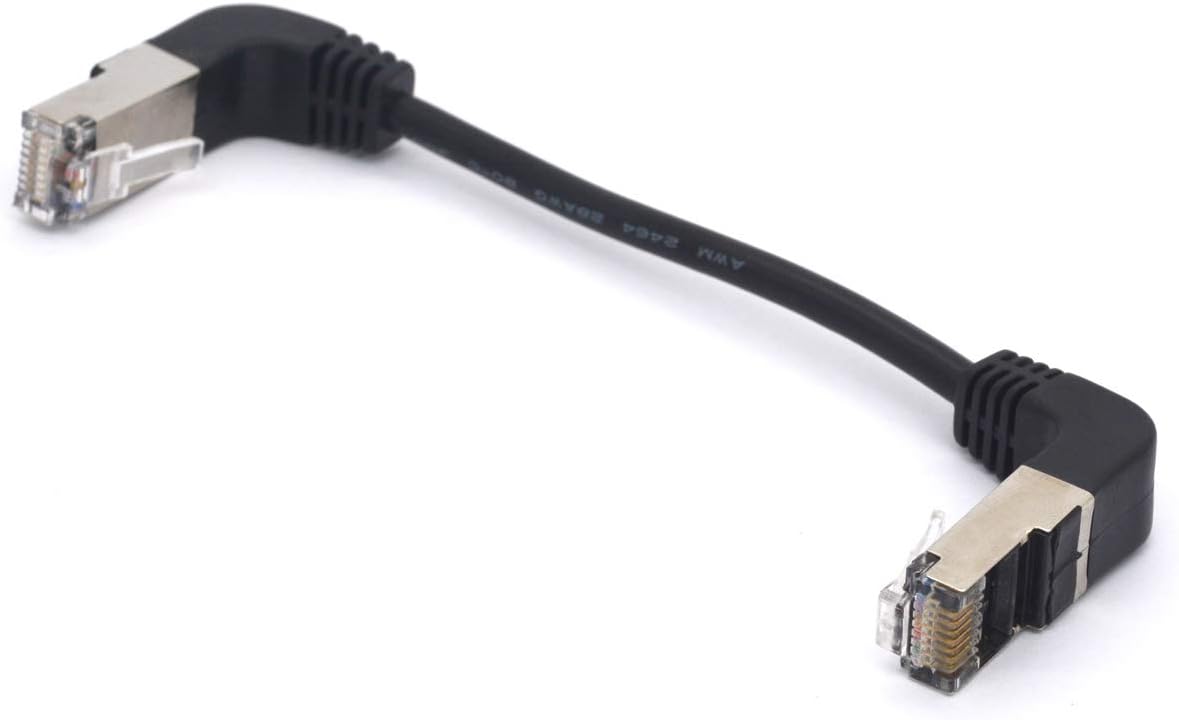 HTGuoji Angle RJ45 Ethernet Cable, CAT6 Cat5e LAN Network Lead Downward Patch Cord for Switch Router, Modem, Panel, PC