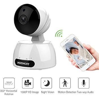 Wireless Security Camera, Baby/Pets/Elderly Monitor WiFi 1080P HD Indoor Home Video Surveillance Camera with Motion Detection, Night Vision, 2 Way Audio -White