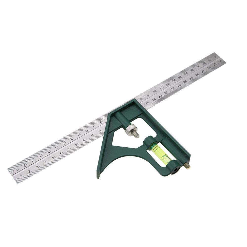 Combination Angle Adjustable Square Angle Stainless Steel 45/90 Degree 300mm Ruler Combination Square Set with Spirit Level for Engineer Craftsman Carpenter Puts