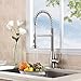VESLA HOME Commercial Single Handle Pull Down Out Sprayer Spring Stainless Steel Kitchen Faucet, Brushed Nickel Kitchen Sink Faucet