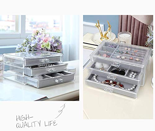 Clear-Acrylic-Jewelry-Box-With-3-DrawersVelvet-Jewellery-Organizer-for-women-Earring-Holder-Rings-Case-Necklaces-Bracelets-Accessory-Holder-Organizer-For-Vanity-DresserBy-Cq-acrylic