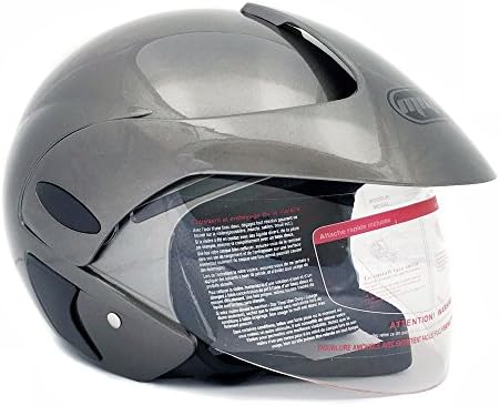 Motorcycle Scooter Open Face Helmet DOT Street Legal - Flip Up Shield (XXL, Grey)
