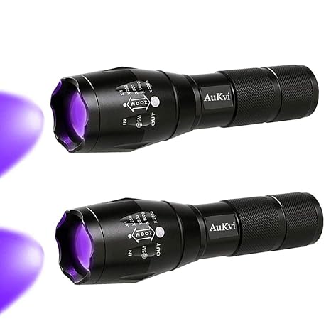 2 Pcs Black Led Flashlight UV Black Light Detector for Dog Urine, Pet Stains, Bed Bug and Scorpion Hunting Light