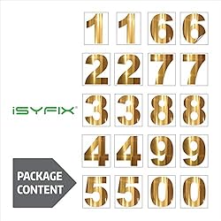 iSYFIX Gold Chrome Vinyl Numbers Stickers 2 Inch