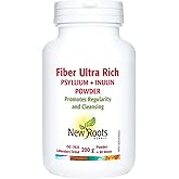 New Roots Herbal Fibre Ultra Rich Psyllium + Inulin Blend, 200g Powder 80-Servings - Non-GMO & Gluten-Free - Gentle Support f