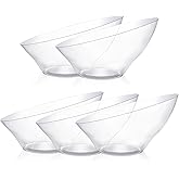 Goodluck 5 Pack Clear Plastic Serving Bowls for Party - 20 OZ Angled Disposable Serving Bowls for Wedding Party Chip, Candy,