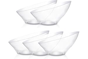 Goodluck 5 Pack Clear Plastic Serving Bowls for Party - 20 OZ Angled Disposable Serving Bowls for Wedding Party Chip, Candy, 