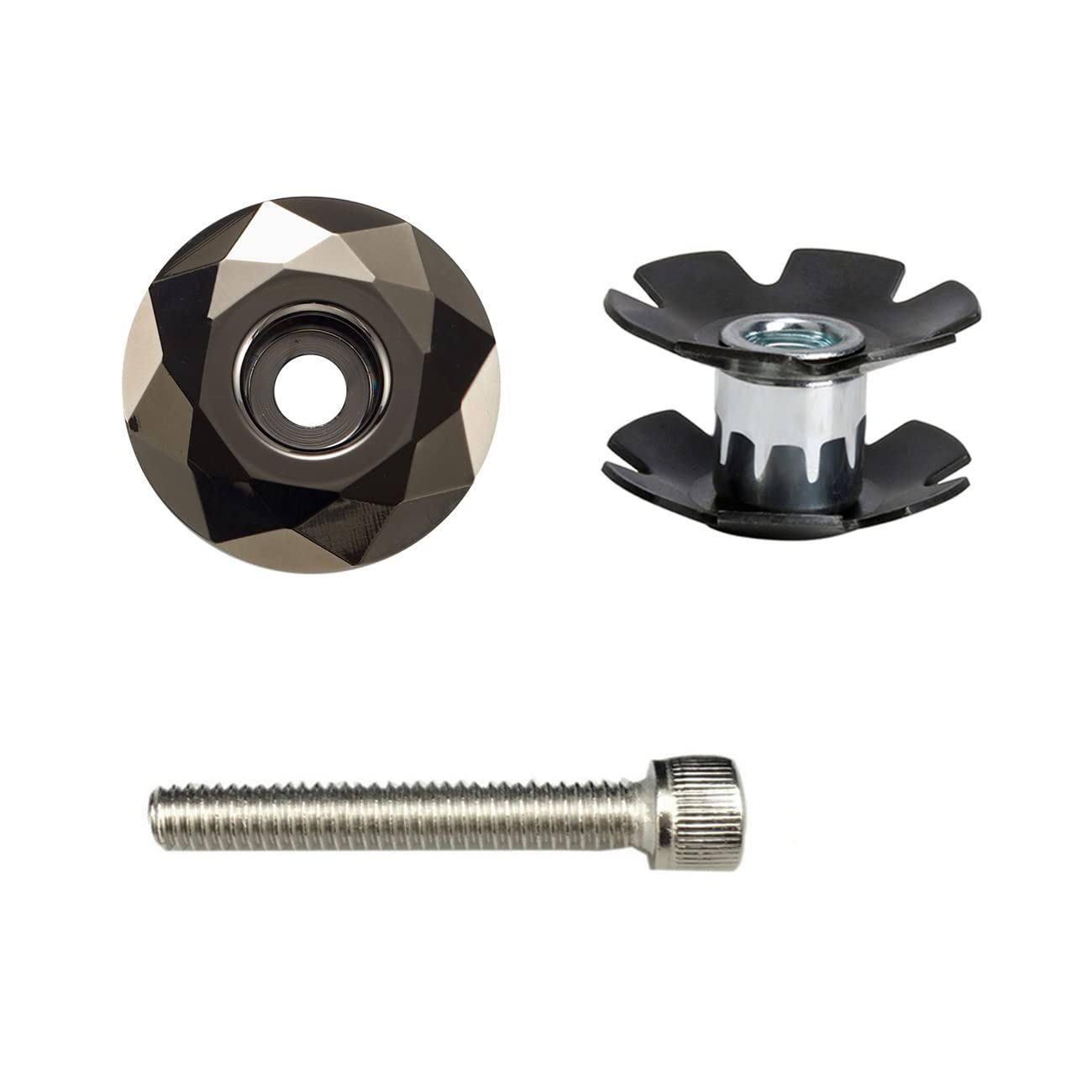 PLATTBK Bike Headset Top Cap with Headset Star Nut Aluminum Alloy Road Bike MTB Stem Cap Fits 1-1/8" (28.6mm) Stems and Forks