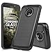 TJS Phone Case for Motorola Moto E4 Plus, Dual Layer Hybrid Shock Absorption Case Carbon Fiber Metallic Brush Finish Back Hard TPU Inner Layer (Black)