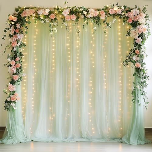 Tulle Backdrop Curtain with Lights