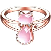 Jude Jewelers Rose Gold Pink Fleurstone Cat Rhinestones Animal Ring