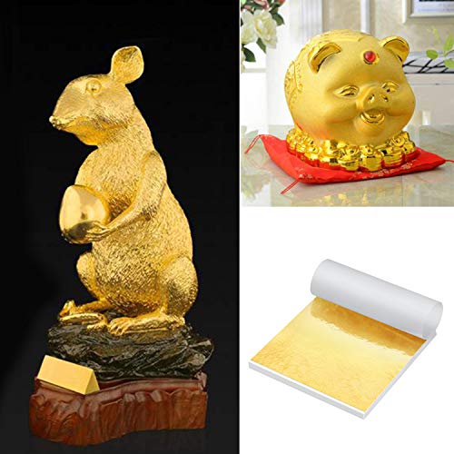 Gold Leaf Sheets Set, 300 Sheets Imitation Hold Golden Leafing Sheets Foil Paper for Slime Nails Paintings Statues Face Wall Furniture Decorations, 3.15 by 3.35 inches, 6 Colors - Thumbnail 4