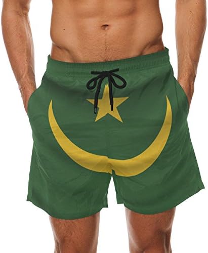 CoolPrintAll Mauritania Flag Men's Swim Trunks Beach Shorts with Pockets