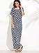 Verdusa Women's Polka Dot Casual Summer Short Sleeve Pocket Long Maxi Dress Blue L