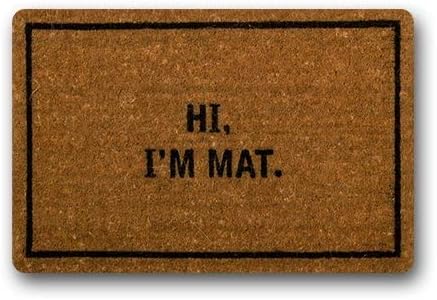 Deffbb Custom Doormat Entrance Floor Mat Hi!I'm Mat Non-slip Doormat 23.6(L) X15.7(W) inch