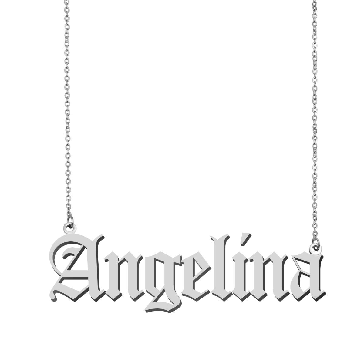 Silver Angelina Name Necklace Pendant Jewelry Gifts