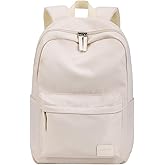 HOMIEE Lightweight Casual Laptop Backpack Fits 15.6 Inch Computer, Water-Resistant Small Daypack Cute Unisex Bookbag for Teen College Work Travel, Beige
