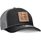 Oowee Products Custom Leather Patch Richardson 112 Trucker Hat, Cotton/Polyester Mesh, Snapback Closure, Handcrafted in USA