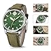 BUREI Men's Date Luminous Military Watch with Green Interchangeable Canvas Band