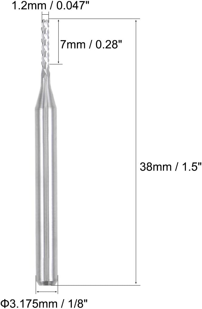 sourcing map 10Pcs 1.2mm Carbide End Mill Engraving Milling Cutter CNC Router Bits for PCB Machine 1/8" Shank - Image 3