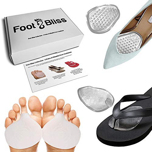 COMPLETE Ball Of Foot Cushions Set With Metatarsal Pads For Women. 6 Pieces - Womens High Heels and Dress Shoes Gel Pad, Sandal Support Cushion Padding Inserts for Feet Pain. Under Socks Shoe Insoles