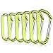 CampTek Aluminum Carabiner Keychain Clip with Keyring, Light Durable D Shape Nonlocking Caribeaner Hook Buckle, Green, 6 Piece