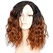 1b/30 Ombre Brown Short Wavy Bob Wig 2 Tones Synthetic Curly Wigs Black to Brown Medium Length Curly Bob Wigs For Women Daily Party Wig