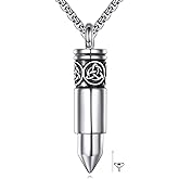 KQF Urn Necklace for Ashes 925 Sterling Silver Bullet Cremation Pendant Celtic Memorial Ashes Jewelry Gift for Men Women