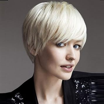 Mcys Women S Short Hair Realistic Fluffy Oblique Bangs Short