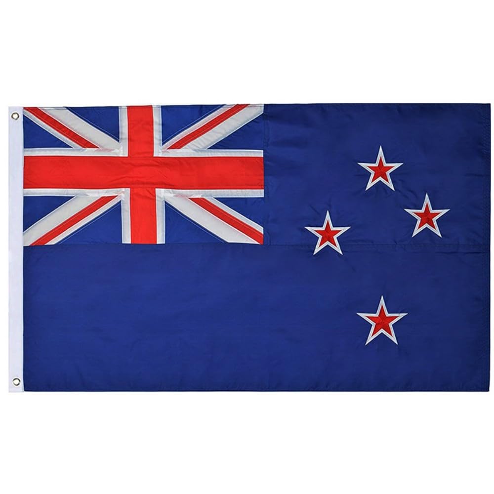 New Zealand Flag 3x5 Foot Large Flag of New Zealander with 2 Brass Grommets Party Festival Procession Celebration Sport Activities Garden Home Remembrance Day Decoration Double Stitched 90 X 150cm — image 1