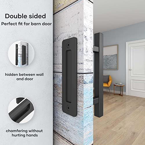 EaseLife 12" Sliding Barn Door Handles and Pulls,Double Sided Hardware Set,Heavy Duty,Square