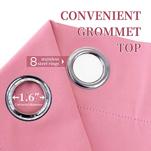 Lofus 100% Blackout Lined Window Curtain Panels, 3 Thick Layers Full Room Darkening Insulated Drapes for Bedroom / Living Room, 52x63 Inch, 2 Panels, Pink