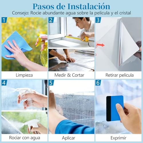 Niviy Mirror Vinyl for Windows Privacy 44.5 x 200 cm Vinyl for Glass Mirror Effect Anti UV Anti Heat Vinyl Window Privacy for Home Office Silver