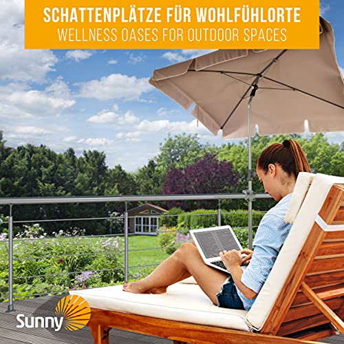 4smile SET Sonnenschirm Balkon rechteckig + Sonnenschirmhalter Balkongeländer - UV50+ Sonnenschirm 200x125cm, Taupe mit… – Bild 8
