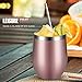 KeShi Insulated Wine Tumbler with Lid 4 pack Stainless Steel Stemless Wine Glass 12 oz Double Wall Vacuum Insulated Wine Tumbler for Coffee, Wine, Cocktails, Ice Cream, Including 4 Straws (Rose Gold)
