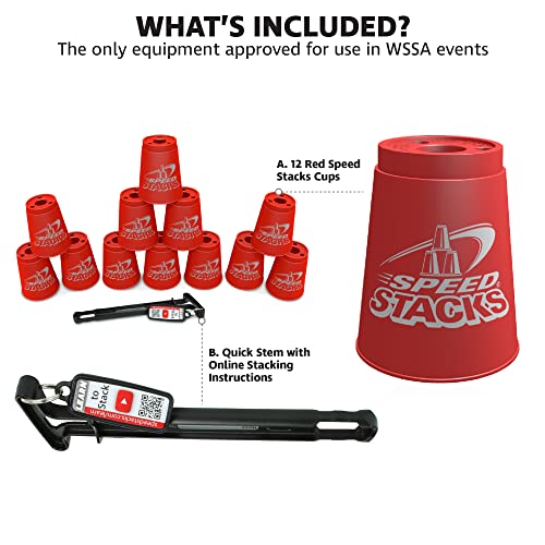 Speed Stacks Official Sport Stacking Set, Red 12 Cups and Holding