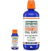 TheraBreath Healthy Gums Mouthwash, Clean Mint, Antigingivitis, 1 Liter (33.8 fl oz) + Travel Size, 3 fl oz