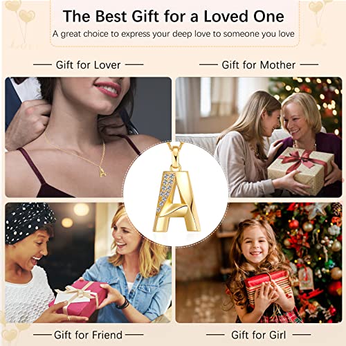 DISIMIE Gold Initial Necklaces for Women Ladies - 18K Gold Plated Dainty Name Letter Necklace for Teen Girls, Adjustable Long Personalized Fashion Gold Pendant Aesthetic Necklace with Initials A-Z