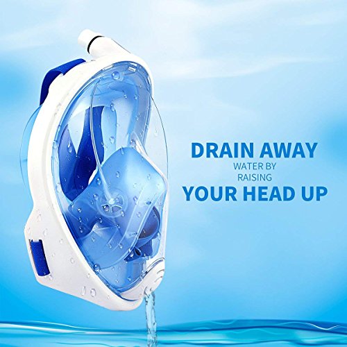 YOOCOOL Full Face Snorkel Mask Foldable 180° Panoramic View Diving Scuba Mask Free Breathing Full Face Snorkeling Mask with Waterproof Phone Bag (Sea Blue, Large/Extra Large) - Thumbnail 3