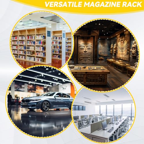 LEPump Literature Catalog Rack, Foldable Magazine Brochure Display Stand, Magazine Floor-Standing with Portable Oxford Bag, for Office Store and Exhibition Trade Show (4 Pockets) (Black)