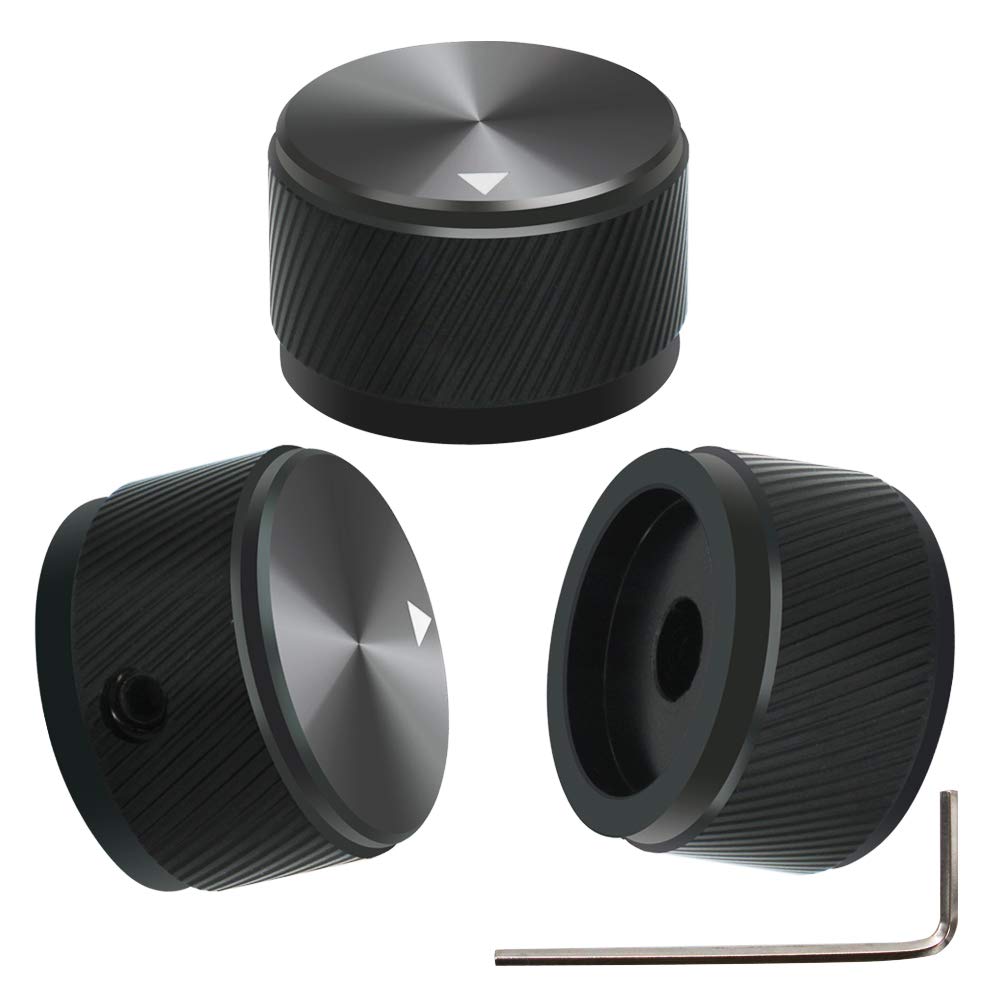 mxuteuk 3Pcs Black Aluminum Alloy Potentiometer Control Knob Volume