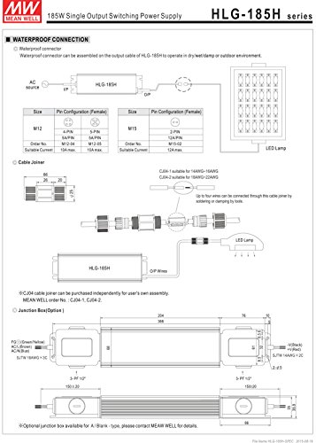MW Mean Well HLG-185H-42A 42V 4.4A 184.8W Single Output Switching LED Power Supply with PFC