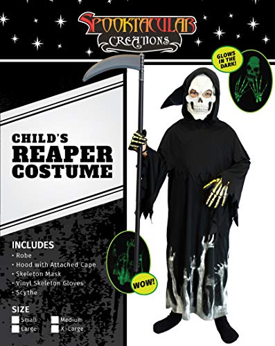 Spooktacular Creations Kids Grim Reaper Glow in The Dark Deluxe Phantom Costume Black - //coolthings.us