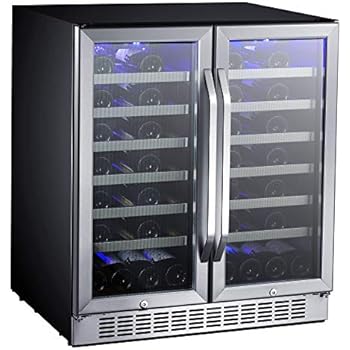 Edgestar Cwr5631fd 30 Inch 56 Bottle Built In Dual Zone French Door Wine Cooler