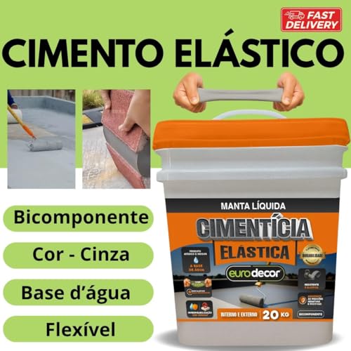 Cimento Elástico Eurodecor 4kg - Impermeabilizante Emborrachado para Lajes, Piscinas e Caixas D'água - Manta Líquida de Secagem Rápida, Anti-Infiltração e Alto Rendimento - Aceita Piso e Revestimento