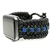 FireLine Paracord Watch Band for 42mm and 44mm Apple Watch, Replacement strap with Rugged Outdoor Survival Stainless Steel Shackle and 550 Paracord - Thin Blue Line, (Large)