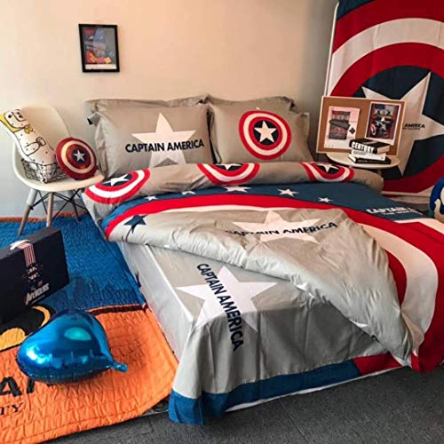 EVDAY 3D Marvel Boys Bedding Set 100 Cotton Captain America Bedding